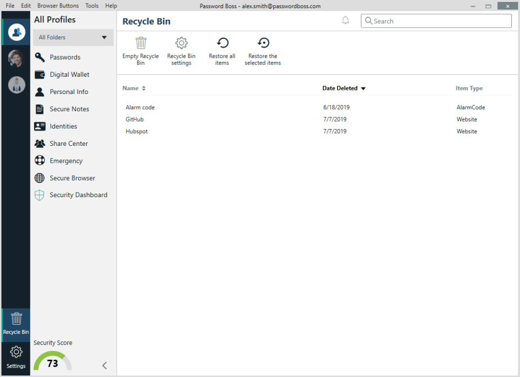 CyberFOX version 5 release recycle bin
