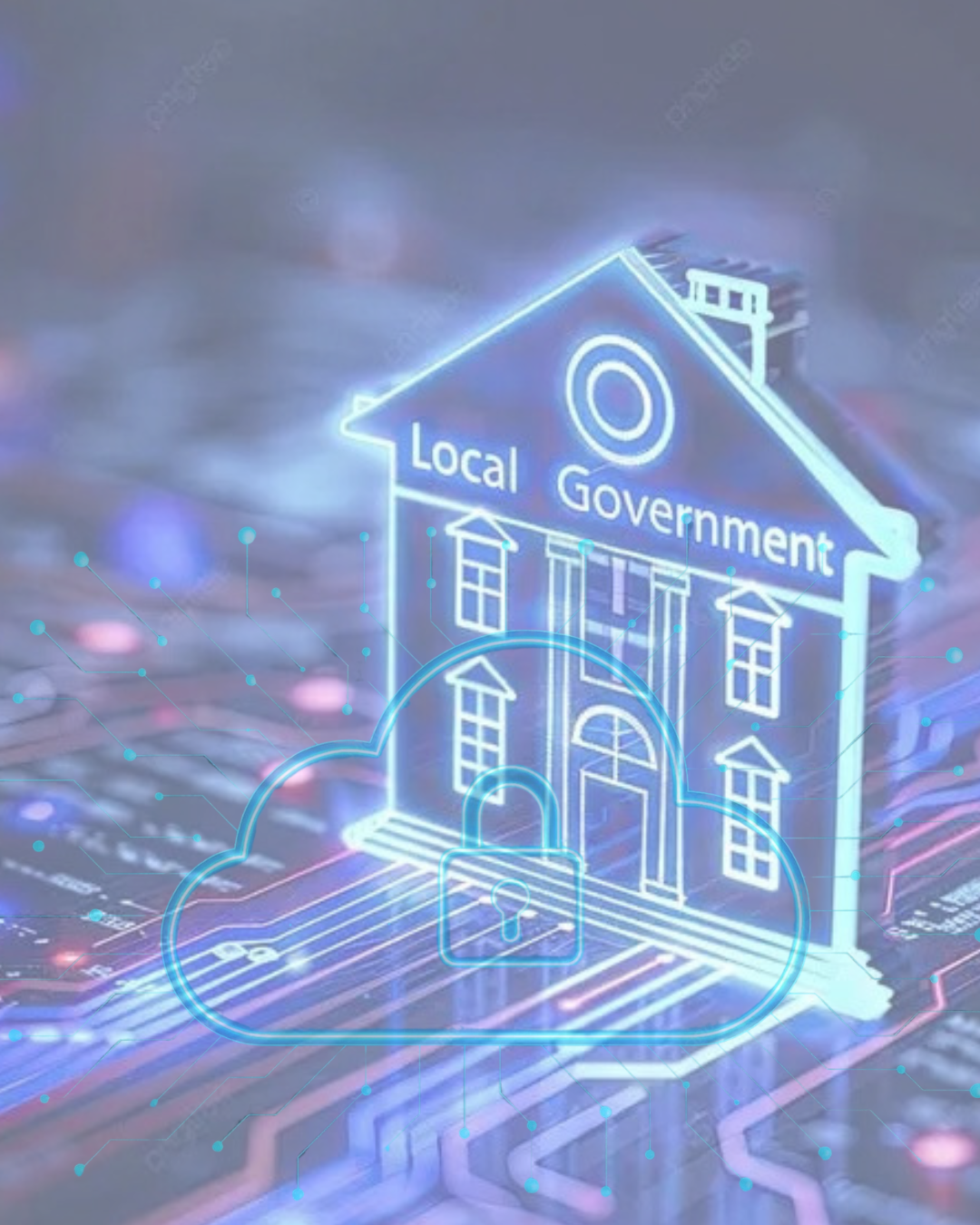 Local government graphic with digital icons, design elements