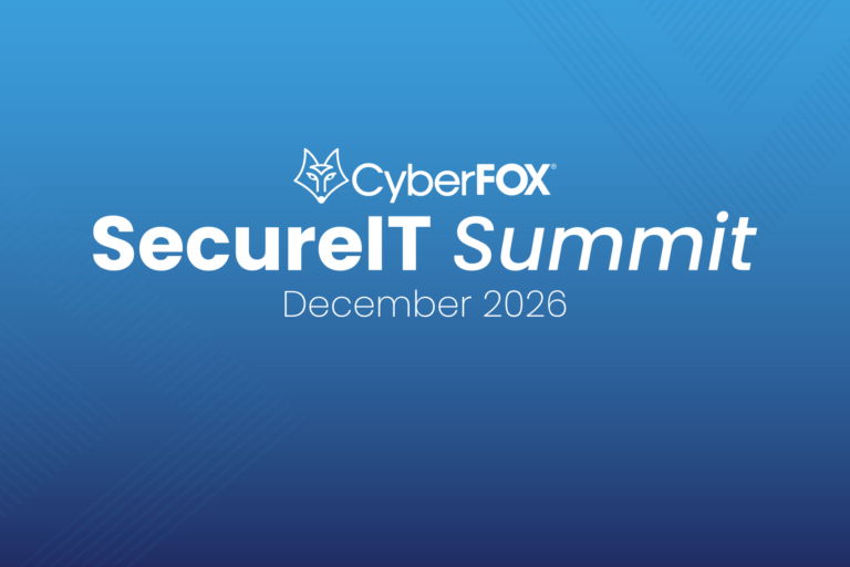 SecureIT Summit graphic with text and blue banner